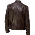 thumbnail image 3 of Chaqueta de piel sintética con cuello alto para hombre en estilo de traje de negocios y ajuste ceñido., 3 of 3
