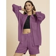 thumbnail image 2 of Moomaya, Solid Womens 2 Pcs Co-Ord Set, Crinkle Rayon Long Shirt With Shorts, 2 of 9