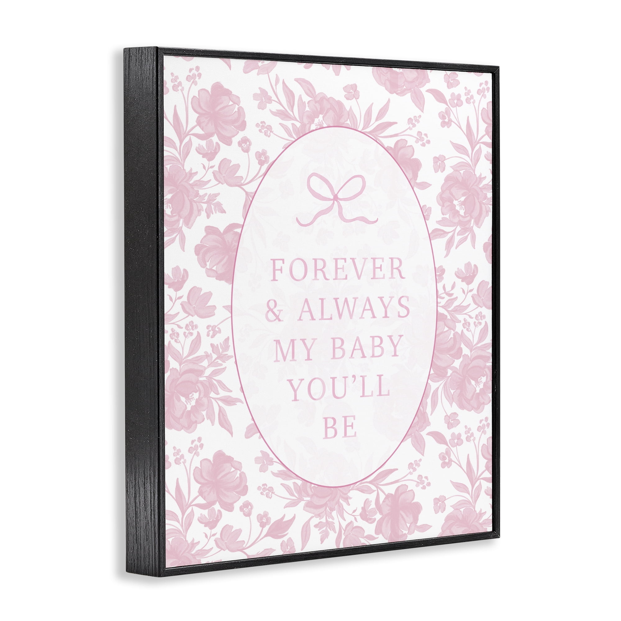 Stupell Industries Forever and Always Pink Florals Black Framed Giclee Art, design by Cherrywood Lane