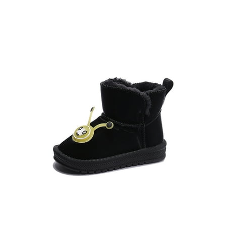 

Boys Girls Toddler Warm Snow Boots Water Repellent Anti-Slip Fur Lined Cotton Shoes Fashion Winter Walking Shoes