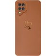 thumbnail image 2 of Compatible with Galaxy A12 Case 6.5", Bling Cute Plated Gold Love-Heart with Anti-Fall Camera Lens Cover Protection Soft Anti-Fingerprint Anti-Dust Phone Case for Samsung Galaxy A12 - Brown, 2 of 9