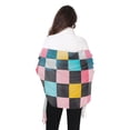 thumbnail image 4 of FORMRS Womens Scarf Winter Soft Long Big Warm Shawls Wrap Tassel Scarves, Pink Checkered Pattern, 4 of 9