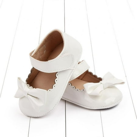 

Bullpiano Baby Girls Mary Jane Flats Soft Non-Slip Sole PU Leather Newborn Princess Shoes Bowknot Prewalkers Baby Girls Shoes