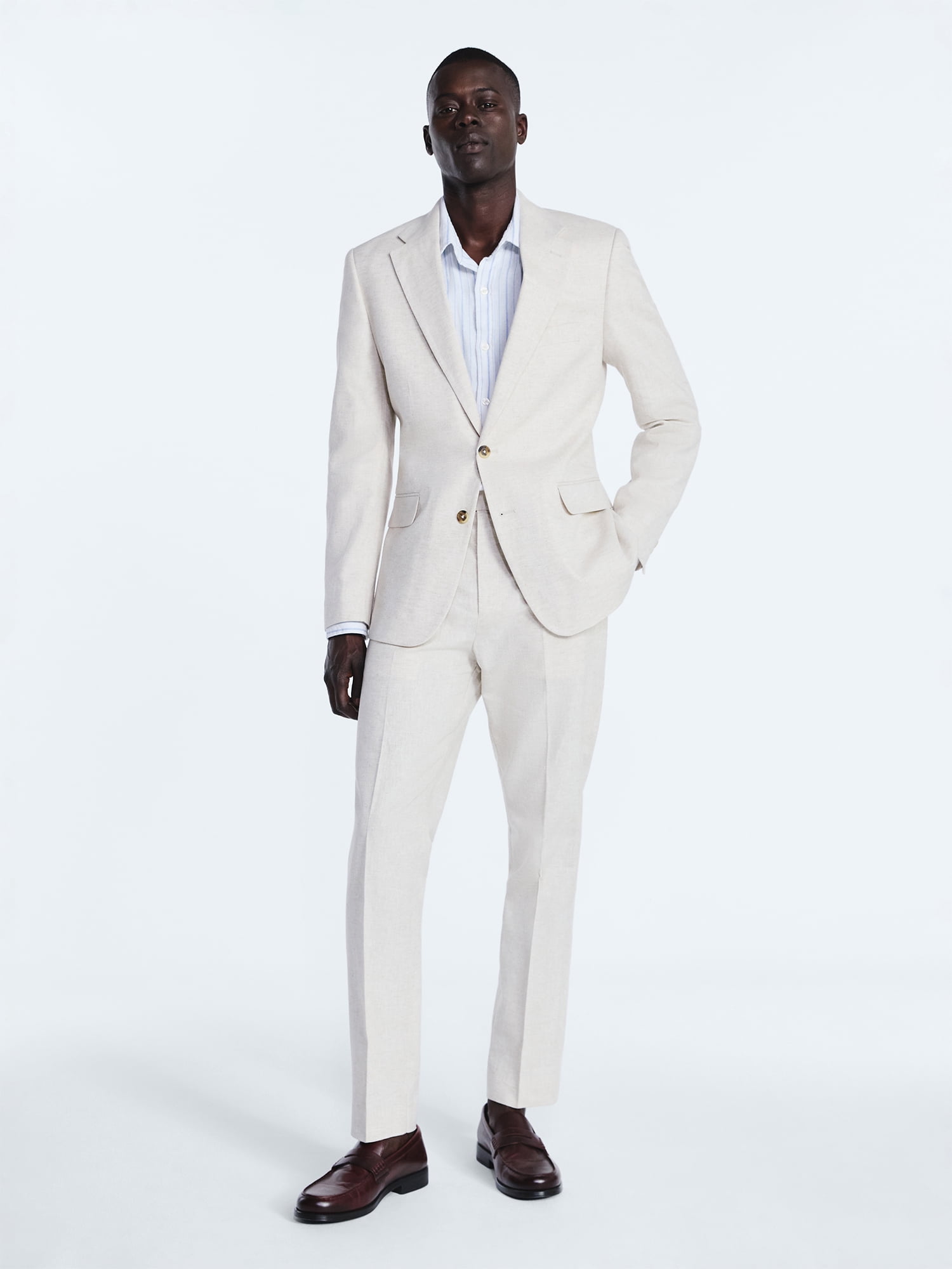 Free Assembly Men's Tailored Fit Linen Blend Suiting Blazer, Sizes
