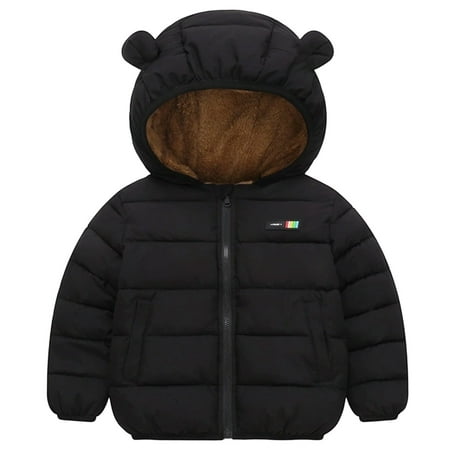 Kids Winter Coats Lightweight Water-Resistant Fleece Jacket Bear ears with Hooded Kids Down Jacket 6-7 Years Boys Winter Coat