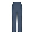 thumbnail image 7 of Staron Women's Spring Casual Pants Straight Leg Ankle-Length Linen Cotton Trousers with Lace-Up Tie Waist Solid Color Relaxed Comfy Travel, Dark Blue M, 7 of 7