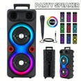thumbnail image 3 of 6000W Wireless Speaker, Dual 8. 5/6.5" Portable Speaker, Loud with BASS, with RGB Party Lights Wireless Microphone with Volume Control, USB Rechargeable Outdoor Subwoofei, 3 of 11