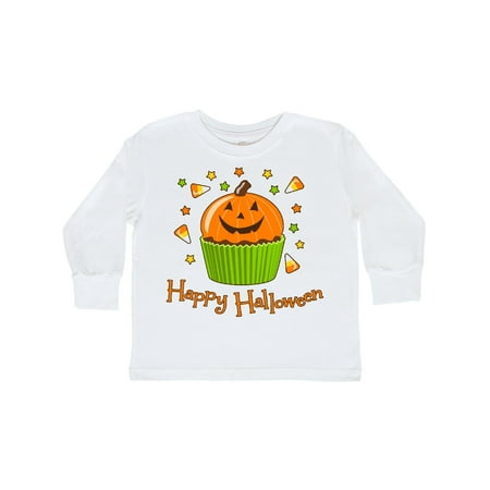 

Inktastic Happy Halloween- cute pumpkin cupcake Gift Toddler Boy or Toddler Girl Long Sleeve T-Shirt
