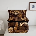 thumbnail image 5 of jejeloiu Vintage Fishing Full Size Comforter Sets,Pike Fish Print Bedding Comforter Set For Boys,Brown Black,Black Reversible,3 Pieces,1 Comforter and 2 Pillowcases, 5 of 7