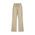 thumbnail image 4 of Fankiway Mode Femmes Pantalon Décontracté Imprimé Élastique Ample Jambe Large Droite avec Poche Pantalons Femmes Liquidation Pantalons Femmes Jambe Large, 4 of 5