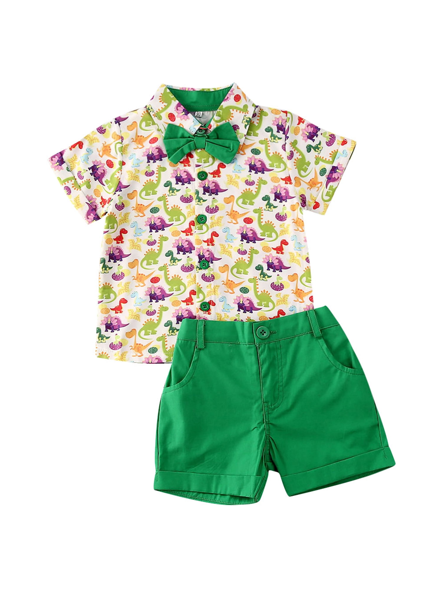 Canrulo Toddler Baby Boy Short Sleeve Button Down Shirt Shorts Set 2T