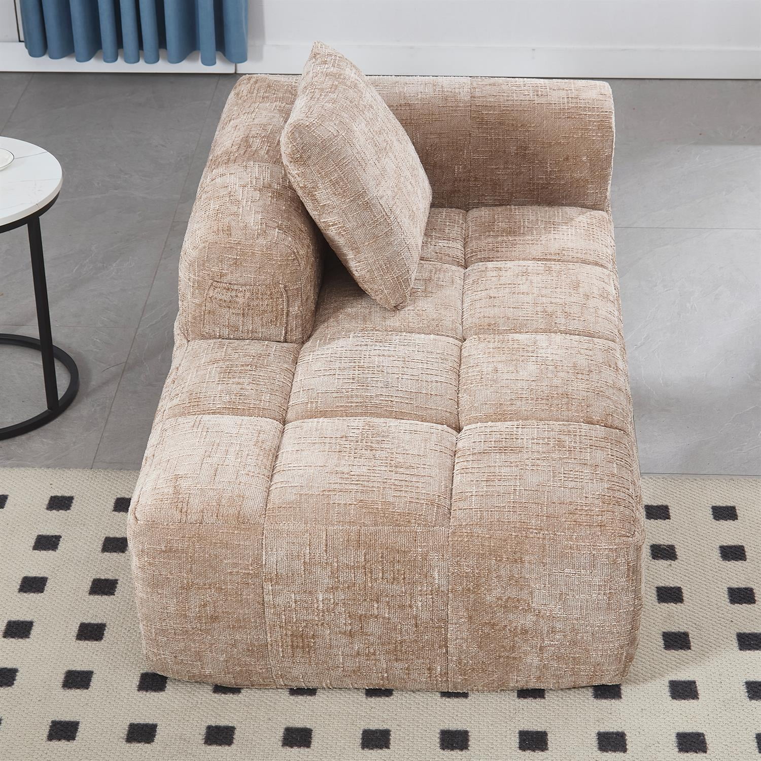 Demi Bonn 62" Plush Chenille Loveseat Sofa, Modular Sleeper for Living Room, Bedroom, Apartment Lounge, Stylish & Comfortable Couch, Beige