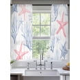thumbnail image 2 of Pink Starfish Blue Coral Sheer Curtains 72 Inch Long 2 Panels, Ocean Coastal Summer Nautical Light Filtering Rod Pocket Curtains, Sheer Voile Drapes for Living Room Bedroom, 52"x72", 2 of 8