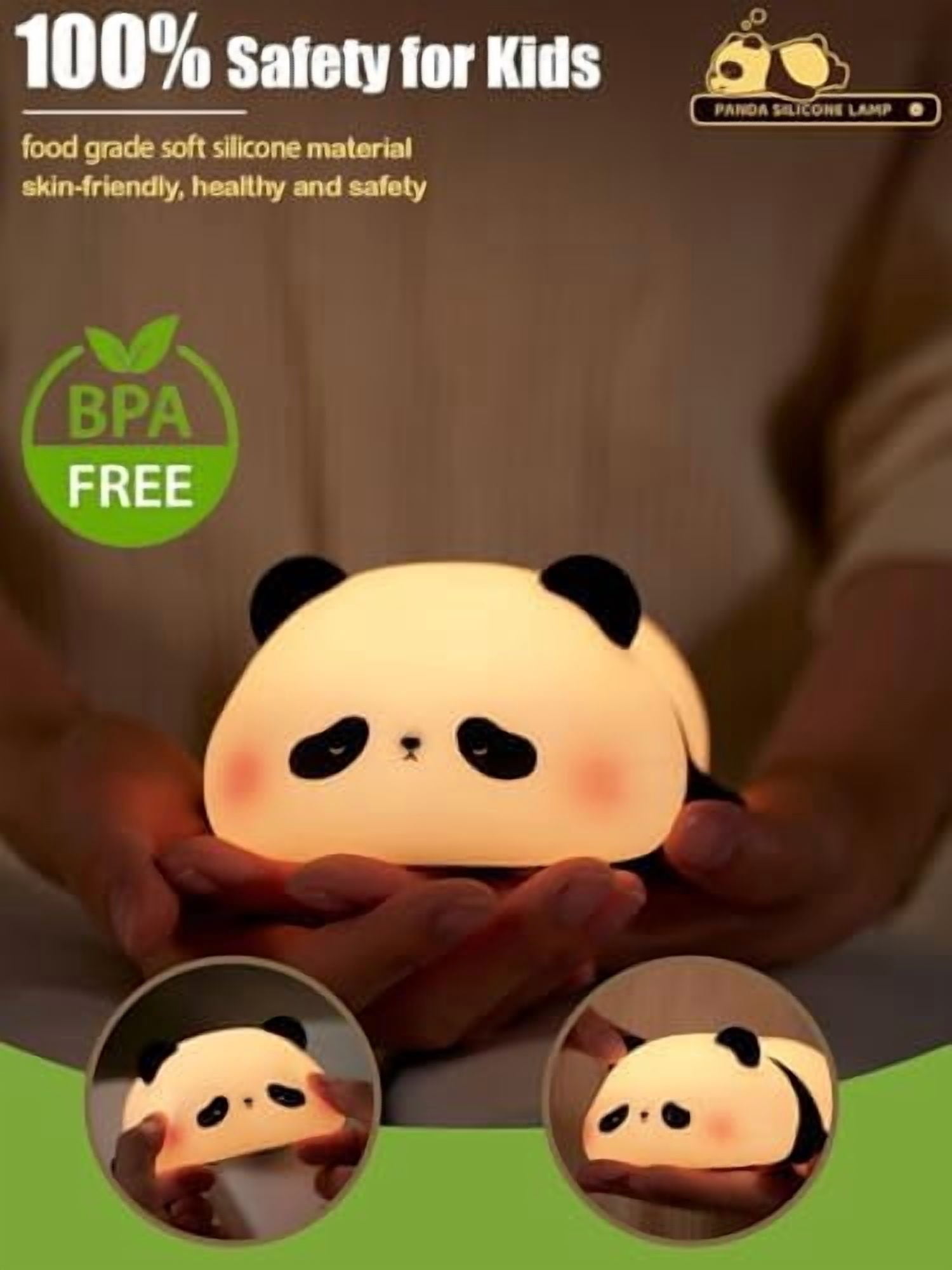 Cute Panda Night Light, Squishy Panda Novelty Animal Lamp, 3 Level Dimmable Nursery Nightlight with Timer, Food Grade Silicone Touch Night Light Fun Gifts for Kids Boys Girls Baby
