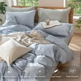 thumbnail image 4 of Bedding Duvet Cover Set Washed Cotton Linen Like Textu Breathable Durable Soft Comfy (Tannish Linen Grey Queen), 4 of 7