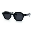 thumbnail image 6 of Trendy Retro Hipster Norncore Octagonal Keyhole Horn Rim Plastic Sunglasses All Black, 6 of 8