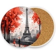 thumbnail image 2 of Eiffel Tower Valentines Coasters Absorbent Moisture Non-Slip Drink Coaster Ceramic Stone with Cork Base Desktop Protection Prevent Furniture Damage 4PCS Home Decor, 2 of 6