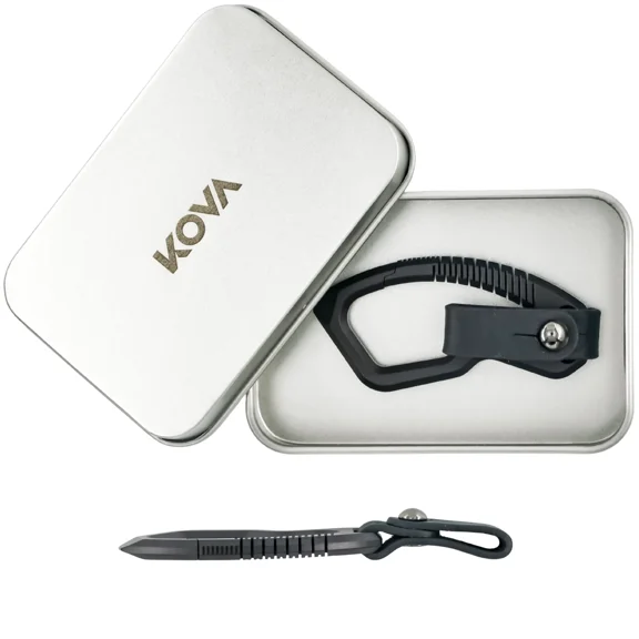 KOVA EDC Carabiner Keychain - Hunting Camping Titan Hook Black - Bottle Opener Cutter