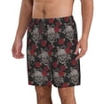 thumbnail image 2 of Balery Skull and Red Roses Traje de Baño Estilo Hawaiano para Hombre, Shorts de Secado Rápido con Bolsillos-Small, 2 of 6