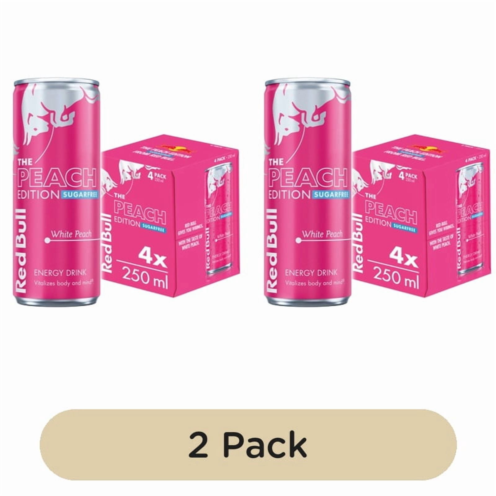 Red Bull Energy Drink Sugar Free Peach Edition White Peach 4 x 250ml, British Import (Pack of 2)