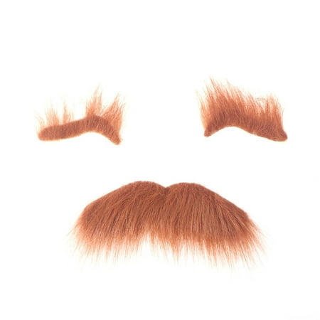 Novelty Costumes Self Adhesive Fake Eyebrows Beard Moustache Kit Facial Hair Cosplay Props Disguise Decoration For Masquerade Costume Party (Brown)