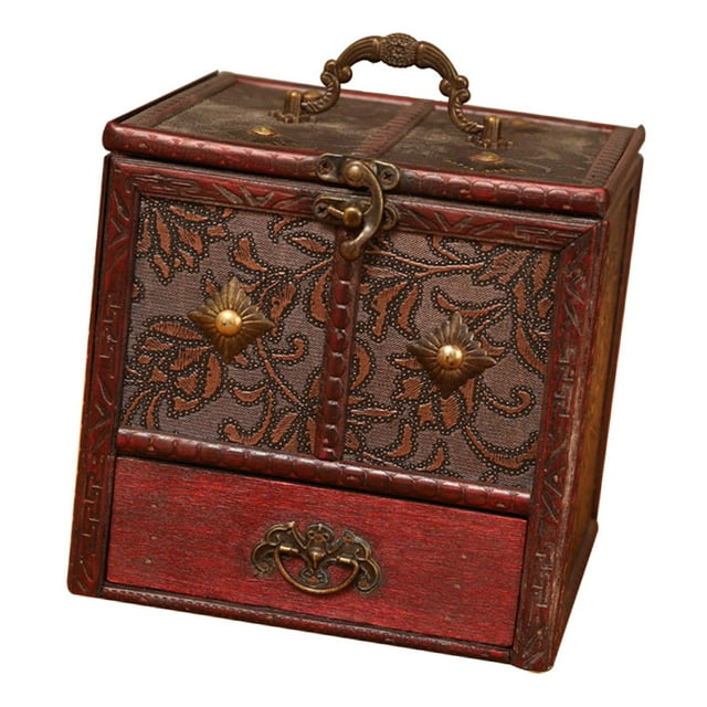 Caja de Almacenamiento de Madera Caja Decorativa Vintage Caja de Toca Antigua Almacenamiento de Caja de Almacenamiento para , Flor SM SunniMix caja de almacenamiento de joyas