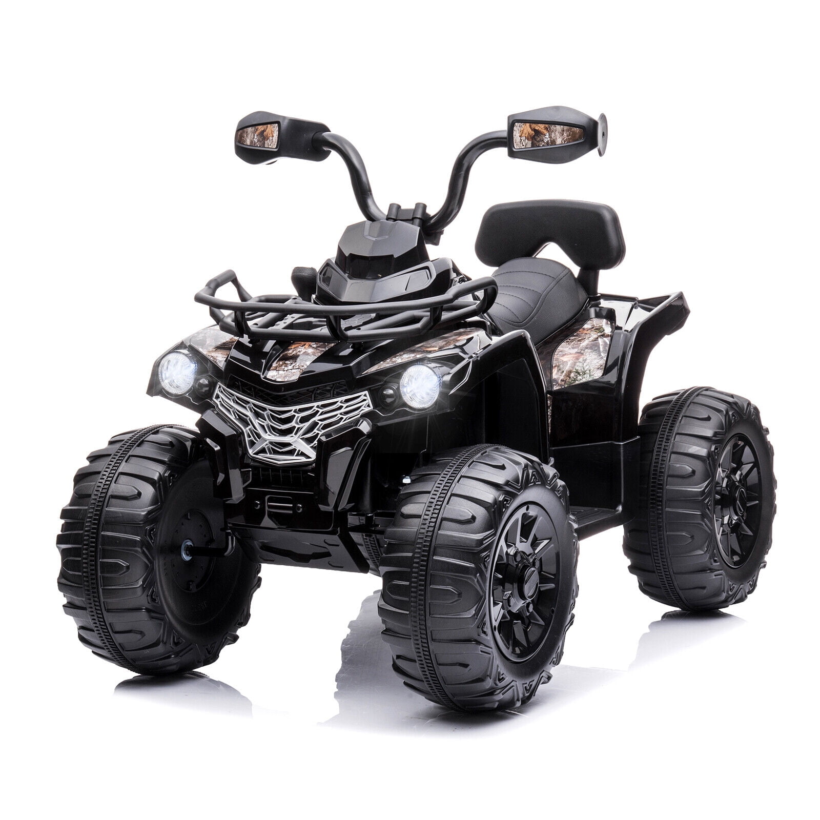 Lohoms 12V 4-Wheeler Kids Ride On Car ATV, Electric 12V Rechargeable Battery Powered Kid's Quad Car Toys, With LED Lights Music USB, 2 Speed, Black