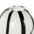 thumbnail image 4 of DecMode 12" Concaved Round White Glass Vase with Black Stripes, 4 of 9