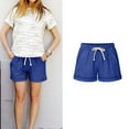 thumbnail image 2 of cfhntfmh Womens Summer Casual Shorts Comfy Elastic Waist Shorts Folded Hem Cotton Linen Vacation Short Pants, 2 of 3