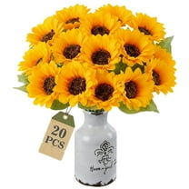 GIRACOA 20 PCS Artificial Sunflowers with Long Stems, Fake Silk Sunflowers for Wedding Home Birthday Party Outdoor Indoor Decor.
