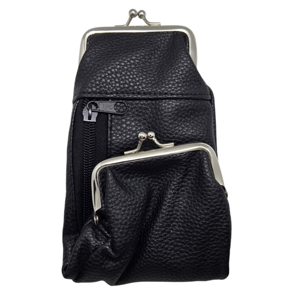 Delux 100s Cigarette Case with 2 Compartment one for ID, CC The Other for Change. Faux Leather. (Black)