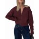 thumbnail image 3 of Suéter con Cremallera para Mujer, Cárdigan de Larga con Hombros Caídos y Cuello Redondo, Chaqueta Informal de Punto Holgada de Color Liso. Vino Tinto M, 3 of 8