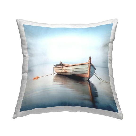 Stupell Industries Calm Boat Reflection Decorative Printed Throw Pillow, 18 x 18