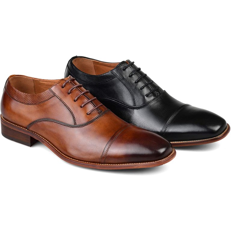 Thomas & Vine Mens Keaton Cap Toe Leather Black Oxford 12 M Thomas & Vine Mens Keaton Cap Toe Leather Black Oxford 8.5 M  main image 2