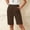 c01Brown, variant on Linen Bermuda Shorts for Women Knee Length Summer Casual Solid Color Elastic Waisted Side Split Shorts with Pockets Black S