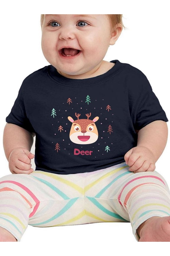 Cute Baby Deer Face T-Shirt Infant -Image by Shutterstock,  12 Months