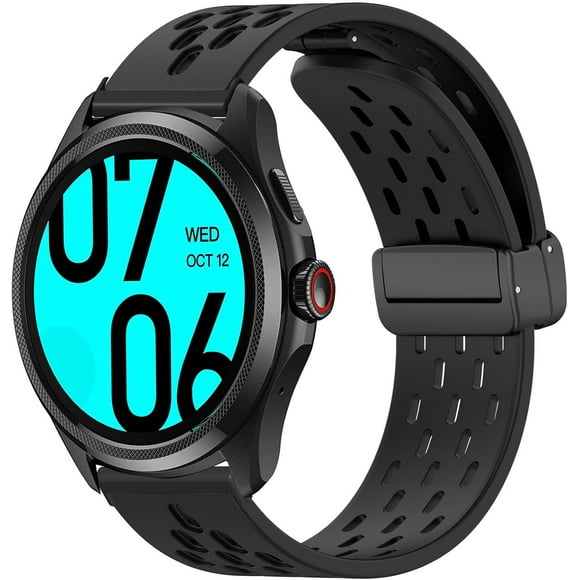AIR-Compatible with Ticwatch Pro 5 Smartwatch Bands, 24mm Breathable Soft Silicone Magnetic Butterfly Clousure Sport Replacemet Band Straps Compatible with Ticwatch Pro 5 Android Smartwatch
