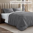 thumbnail image 3 of Bare Home Organic Cotton Jersey Duvet Cover Set with Pillowcases, 3-Piece, Queen, Gray, 3 of 10