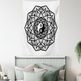thumbnail image 4 of Ying Yang Decor Tapestry, Floral Boho Mandala Graphic Yin Yang Curves Meditation Mystic World Theme, Wall Hanging for Bedroom Living Room Dorm Decor, 40W X 60L Inches, Black White, by Ambesonne, 4 of 5