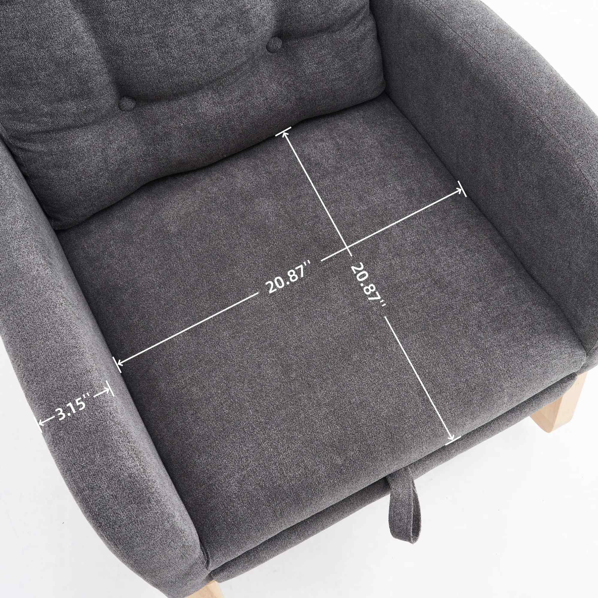 Timbernest Accent Rocking Chair with Footrest, High Back, Rubberwood Rocking Legs for Nursery, Living Space, Teddy Gray