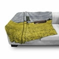 thumbnail image 3 of Windmill Soft Flannel Fleece Throw Blanket, Canola Meadow Stormy Day Victorian Goldfields Agricultural Farmland, Cozy Plush for Indoor and Outdoor Use, 50" x 70", Yellow Grey and White, by Ambesonne, 3 of 6