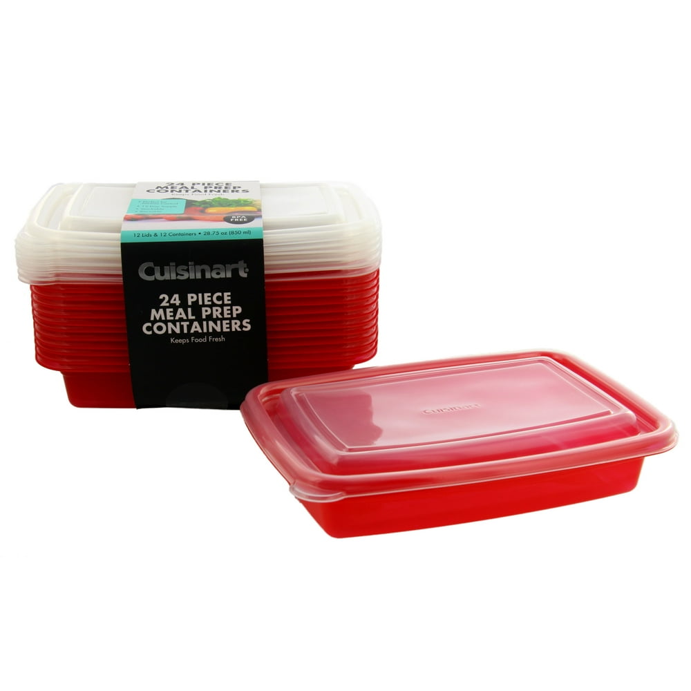 Cuisinart 1 Compartment Meal Prep Containers, 24 Piece, Set of 12 BPA