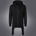 thumbnail image 6 of Fesfesfes Hoodie Tops for Men Men Casual Solid Dark Style Long Sleeve Zipper Hooded Pullover Sweatshirt, 6 of 9