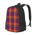 thumbnail image 1 of Balery Purple Yellow Buffalo Plaid Mochila para hombre y mujer - Tela Oxford 600D resistente - Gran capacidad, resistente al agua, ideal para la escuela, viajes y senderismo, 1 of 6