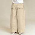 thumbnail image 6 of WPPGONE Little Girls Wide Leg Trousers Lightweight Cotton Loose Fit Baggy Cargo Pants with Pockets Toddler Casual School Fashion Everyday Long Pants, 6 of 6