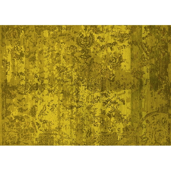 Ahgly Company Indoor Rectangle Oriental Yellow Industrial Area Rugs, 2' x 5'