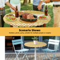 thumbnail image 6 of Elastic Fitted Round Tablecloth, Yellow Khaki Boho Waterproof Stretch Table Cover for 55"-60" Tables, Vintage Ethnic Tribe Abstract Art Washable Outdoor Tablecloths for Patio, Picnic, Camping, 6 of 9