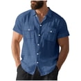 thumbnail image 1 of Camisetas de Manga Corta con Botón de la Solapa de los Hombres de Ajuste Suelto Cardigan de Bolsillo Moda Superior Verano Casual, 1 of 9