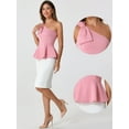 thumbnail image 2 of DARING DIVA Women's One Shoulder Top Bow Ruffled Peplum Top S Pink, 2 of 6