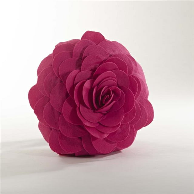 SARO 13 in. Circulaire Multicolore Fleur Coussin Décoratif - Fuchisa